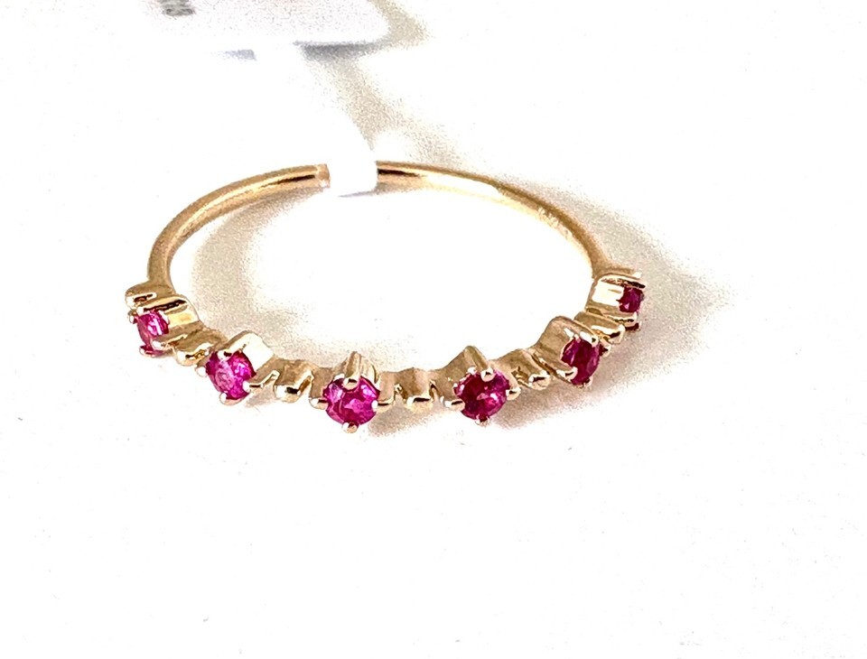 14k gold ring pink sapphires 6 gemstones ring 14 carats solid gold - stone queen Item image 5