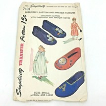 Vintage 1948 Simplicity Transfer Pattern Childrens Slippers 7043 post WW... - $12.49