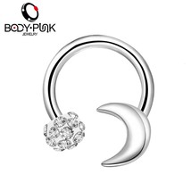 Body Punk 1pc 16G Cartilage Earrings Surgical Steel Earring Barbell CZ Daith Pie - £14.40 GBP