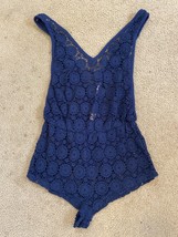 Victoria&#39;s Secret Beach Swim Cover Up Crochet Romper Playsuit Ombre Navy Blue M - £35.01 GBP