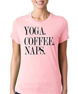 Exclusive VRW YOGA COFFEE NAPS Womens T-shirt (Small, Pink) - £13.26 GBP