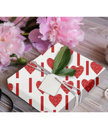 Red Patterned Hearts on White, Valentine wrapping paper, medium roll, ro... - $495.10 MXN