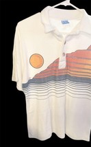 Vintage Ocean Pacific Terry Cloth Polo Shirt Sunset Stripe Sz M Surf OP image 2