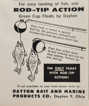 1961 Print Ad Green Cap Floats Fishing Bobbers Dayton Ohio Bait &amp; Marine - £6.52 GBP