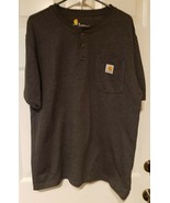 Carhartt Men&#39;s Henley Shirt Size Medium Short Sleeve Gray Original Fit P... - $14.55