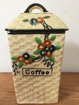 Vtg Hotta Yu Shoten Japanese Basketweave Majolica Coffee Kitchen Caniste... - $125.00