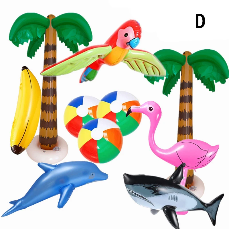 Inflatable Beach Toys Set Funny Flamingo Palm Trees Beach Ball Banana Dolphin - £11.34 GBP+