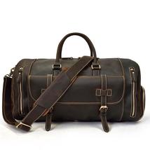 Leather Travel Duffel Large Capacity Cowhide Carry On Luggage Bags Overnight Man - £199.33 GBP