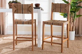 Morris Bohemian Paper Loom and Natural Mahogany Wood 2Pc Bar Stool Set - $701.00