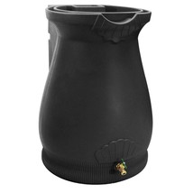 Black 65-Gallon Plastic Urn Rain Barrel with Planter Top - $677.54 CAD
