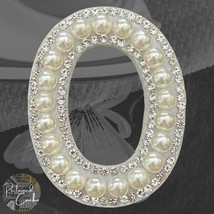 Letter O White Faux Pearl with Rhinestones Iron On Patch Craft Applique - $5.50 CAD