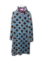 Vtg Mini Boden Girls Velour Polka Dot Hoodie Dress Sz 11-12 Blue Brown P... - £12.90 GBP