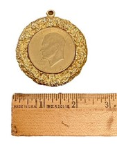 Vintage Large US Coin Liberty Eisenhower 1972 Gold tone Pendant Signed WLP image 1