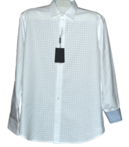 Bugatchi Men&#39;s White Plaid  Design Cotton Shirt Size US L - £74.67 GBP