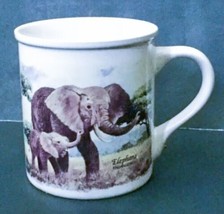 Endangered Elephant Coffee Mug Cup Animal Facts Mama Baby African Cape S... - $8.91