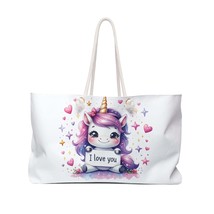 Personalised/Non-Personalised Weekender Bag, Unicorn, I Love you, awd-218 - £37.75 GBP