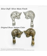 Pair of Solid Brass Sleeping Fox Forestry Strong Vintage Wall Mount Hooks - $47.86 CAD