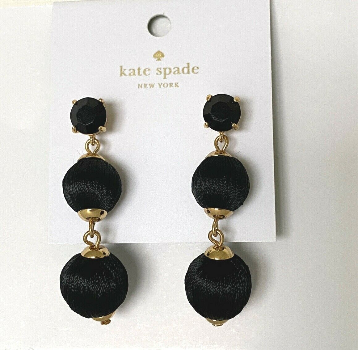 Primary image for New Kate Spade New York Sumac Linear Graduated Ball Earrings Black
