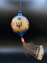 Native American Indian Hand Painted Gourd Ornament Feather Brands Saddle... - $22.76