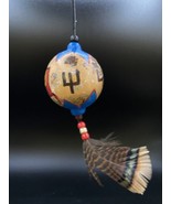 Native American Indian Hand Painted Gourd Ornament Feather Brands Saddle... - £17.93 GBP