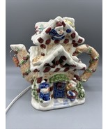 Vtg Lighted Teapot Snowman Christmas House Lamp Christmas Decor Electric - $341.00 MXN