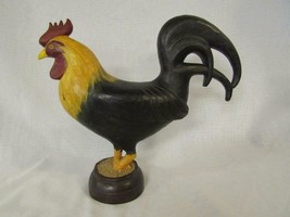 Rooster Faux Carved Wood Figure, 11.25&quot;  Tall Chicken Garden Decor Figurine - £7.17 GBP
