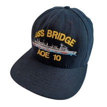 USS Bridge AOE-10 Ship HAT - Navy Blue Embroidered Adjustable Back EUC - $9.76