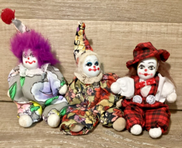 Vintage Porcelain Face Hand Painted Sand Body 5.5 Inch Clown Dolls Cotto... - £17.75 GBP
