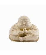Happy Hotai Meditating Praying Buddha Mini Resin Figurine 4 H White 41346 - $16.82
