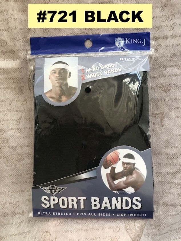 M&amp;M KING J #721 BLACK SPORT BAND 1 HEAD BANSD &amp; 2 WRIST BANDS LIGHT WEIGHT - $1.99