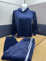 Hot Touch Blue Velour Feel Jumpsuit Set Hoodie Woman's Size Large KG - $19.80