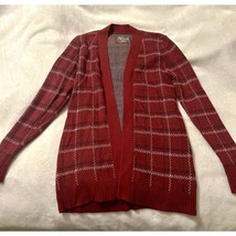 Natural Reflections Cardigan Adult Small Maroon Knit Sweater Open Womens - £15.67 GBP