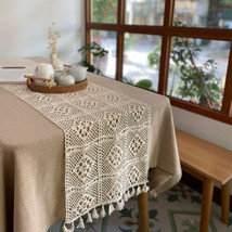 12.9&quot;x70.8&quot; Vintage Lace Pierced Farmhouse Table Runner TableCloth Home Decor - £13.23 GBP