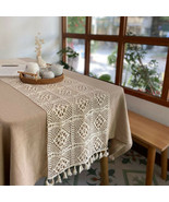 12.9&quot;x70.8&quot; Vintage Lace Pierced Farmhouse Table Runner TableCloth Home ... - £13.39 GBP