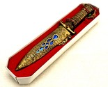 9&quot; DAGGER FANTASY Hunting Collectors Gift Knife w/ Sheath with Blue Jewe... - £11.60 GBP