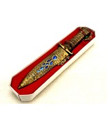 9" DAGGER FANTASY Hunting Collectors Gift Knife w/ Sheath with Blue Jewel Accent - £11.64 GBP