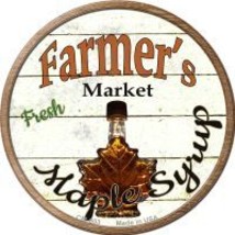 Farmers Market Maple Syrup Novelty Metal Mini Circle Magnet - £10.41 GBP