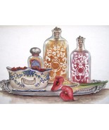 Perfume Bottle Vignette Print~Shabby Chic~Framed~Matted~Print~Vintage~#5... - $20.24