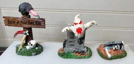 3 Lemax Spooky Town Tomb Sweet Tomb Ghost Grave vulture zombie accessory pieces - £16.23 GBP