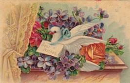 Best Wishes White Dove Flowers Germany Rockville Missouri MO Postcard B25 - £2.38 GBP