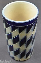 Vintage Salt Glazed Pottery Tumbler Blue Diamond Pattern No. 492/5 Handmade Cup - £9.15 GBP