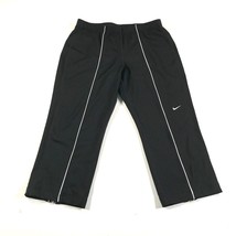 Nike Track Pants Womens Medium 8-10 Black White Striped Swoosh Logo Cropped - £11.17 GBP
