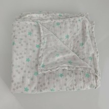 Ideal Baby Aden + Anais Muslin Swaddle Blanket Gray Green Polka Dot Star White - $29.70
