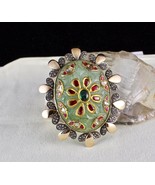 ANTIQUE NATURAL EMERALD QUARTZ RUBY DIAMOND 18K GOLD SILVER VICTORIAN PE... - €1.518,41 EUR