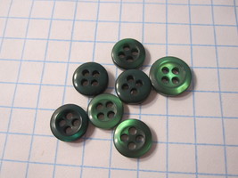 Vintage lot of Sewing Buttons - Pearlized Dark Green Rounds - $10.00