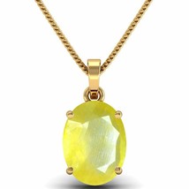 Naturel Jaune Saphir Gemme Solide 925 Argent Sterling Pendentif Plaqué Or - £49.82 GBP