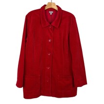 J. Jill Corduroy Jacket Womens XL Red Wide Wale Button Up Cotton Long Sl... - $49.98