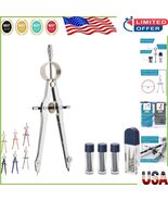 Professional Metal Compass for Geometry with Extra Lead - Precision Draw... - $315.07 MXN