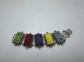 Antique Colored Tile Chain Boho Bracelet 6.5” X 4.5cm - $38.02