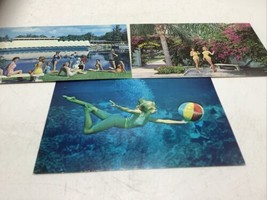 3 postcard FL - Weeki Wachee - women posing in front of aqua theatre beach ball - £20.45 GBP